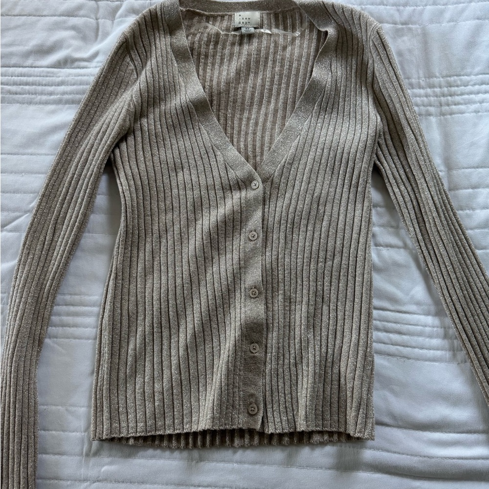 a new day Ribbed Tan Cardigan Sweater